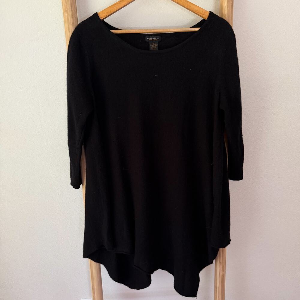 Philosophy Dane Lewis 100% Cashmere Black Tunic Sweater Medium